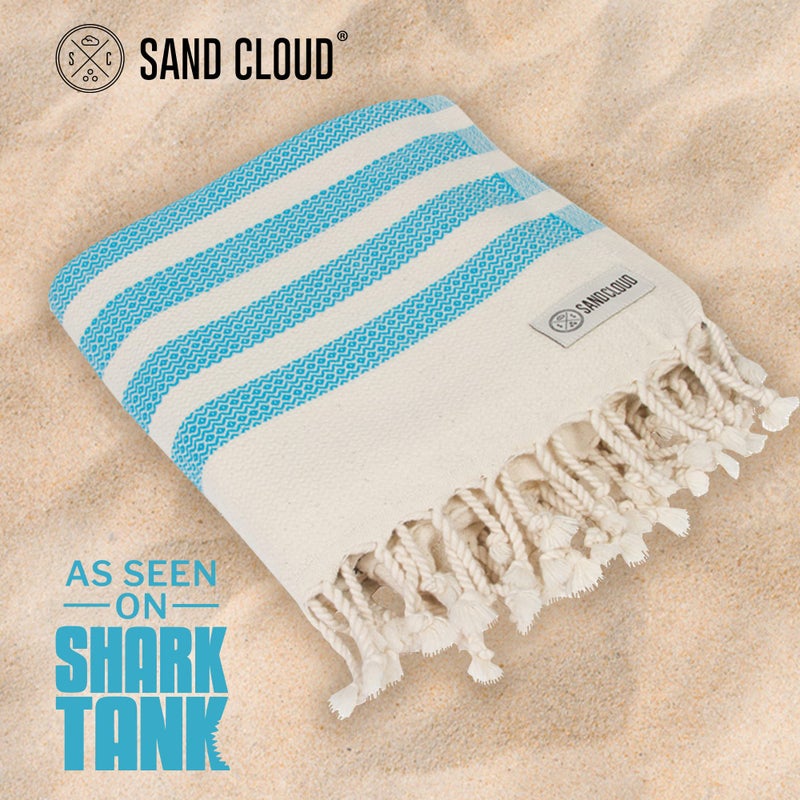 Sand Cloud Beach Towel - Sand Free - 100% Organic Turkish Cotton Yarn - Quick Dry Towel for Beach, Picnic, Blanket or Bath - As Seen on Shark Tank - Natu Green - Image 2